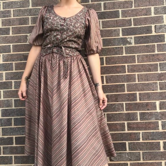 Vintage 70’s Midi Flowy Dress Prairie Cottagecore S. Howard Hirsh Boho Garden 10 - Picture 5 of 12